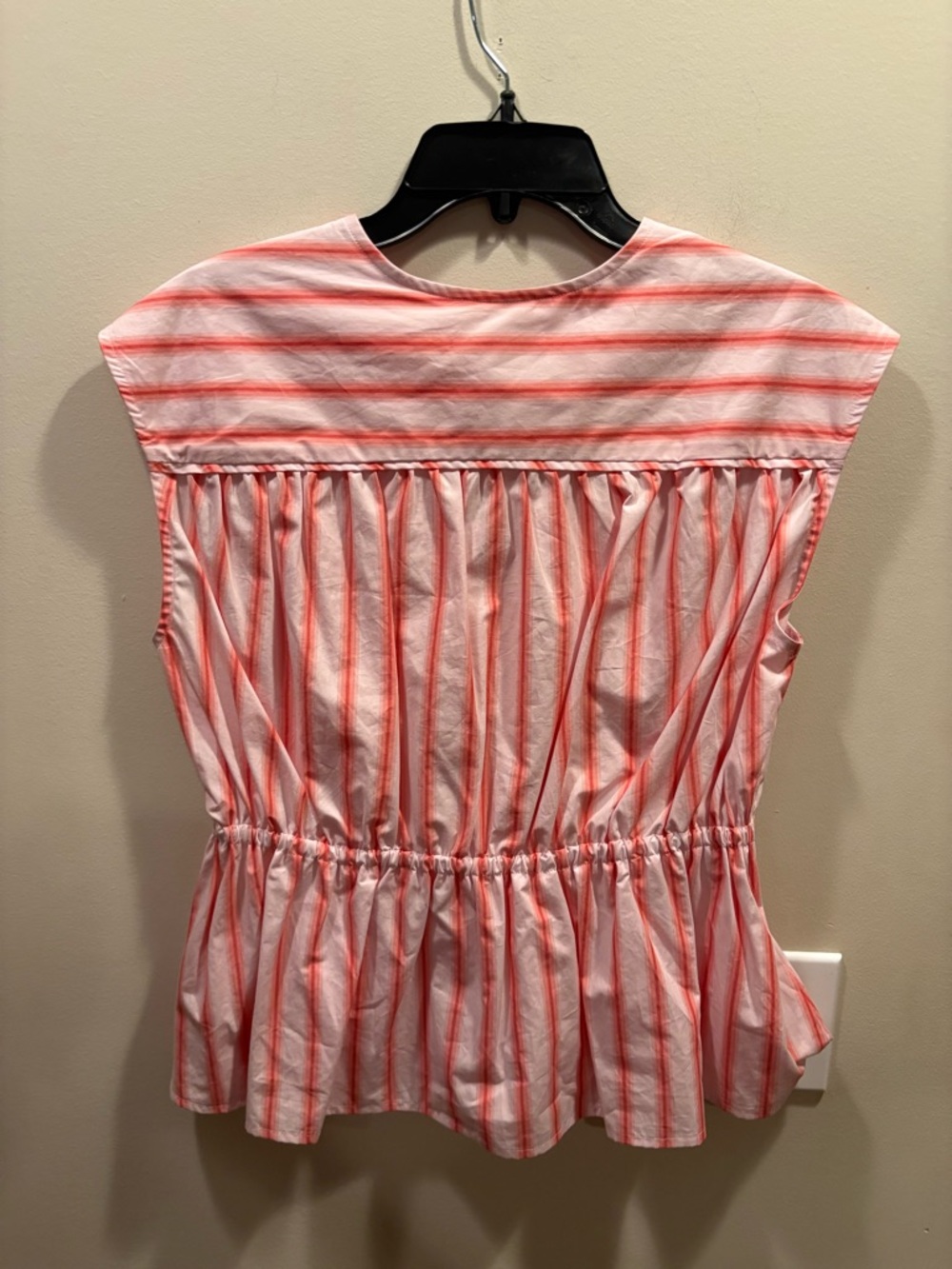 Derek Lam 10 Crosby Caroline Striped Cotton Tie-Front Peplum Top - Picture 7 of 9